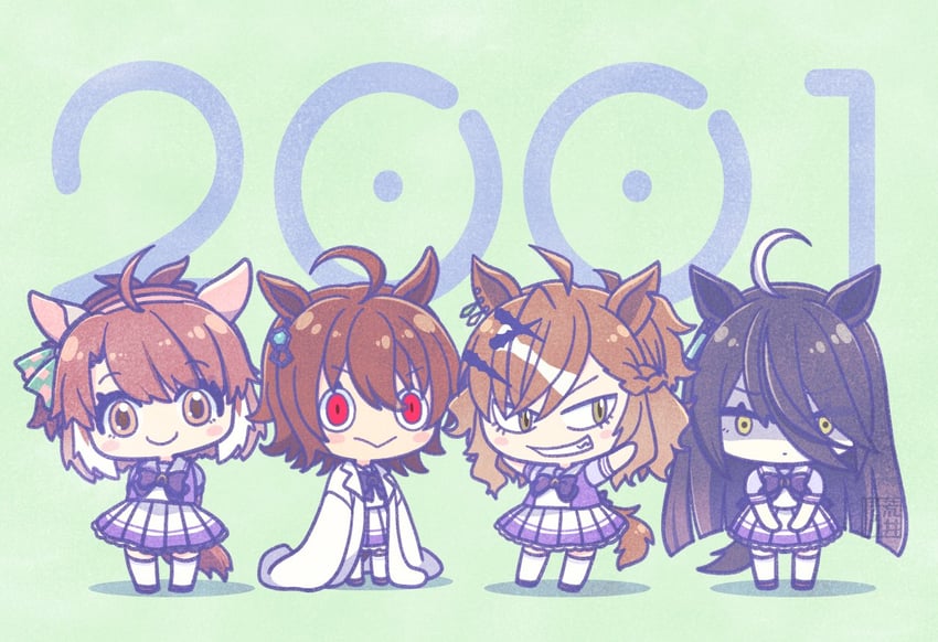 agnes tachyon, manhattan cafe, jungle pocket, and dantsu flame (umamusume) drawn by arai_cherry