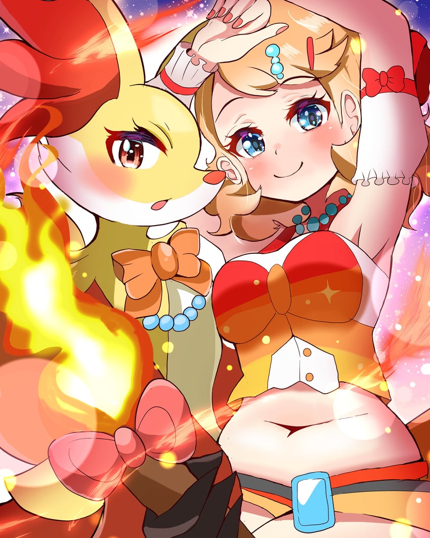 serena and delphox (pokemon and 1 more) drawn by carrot_summer