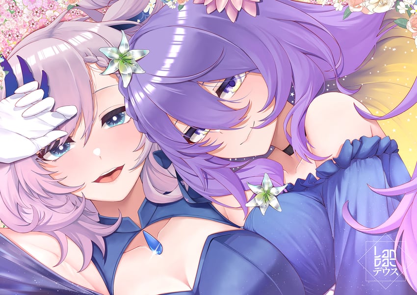 moona hoshinova and pavolia reine (hololive and 1 more) drawn by landacdeus
