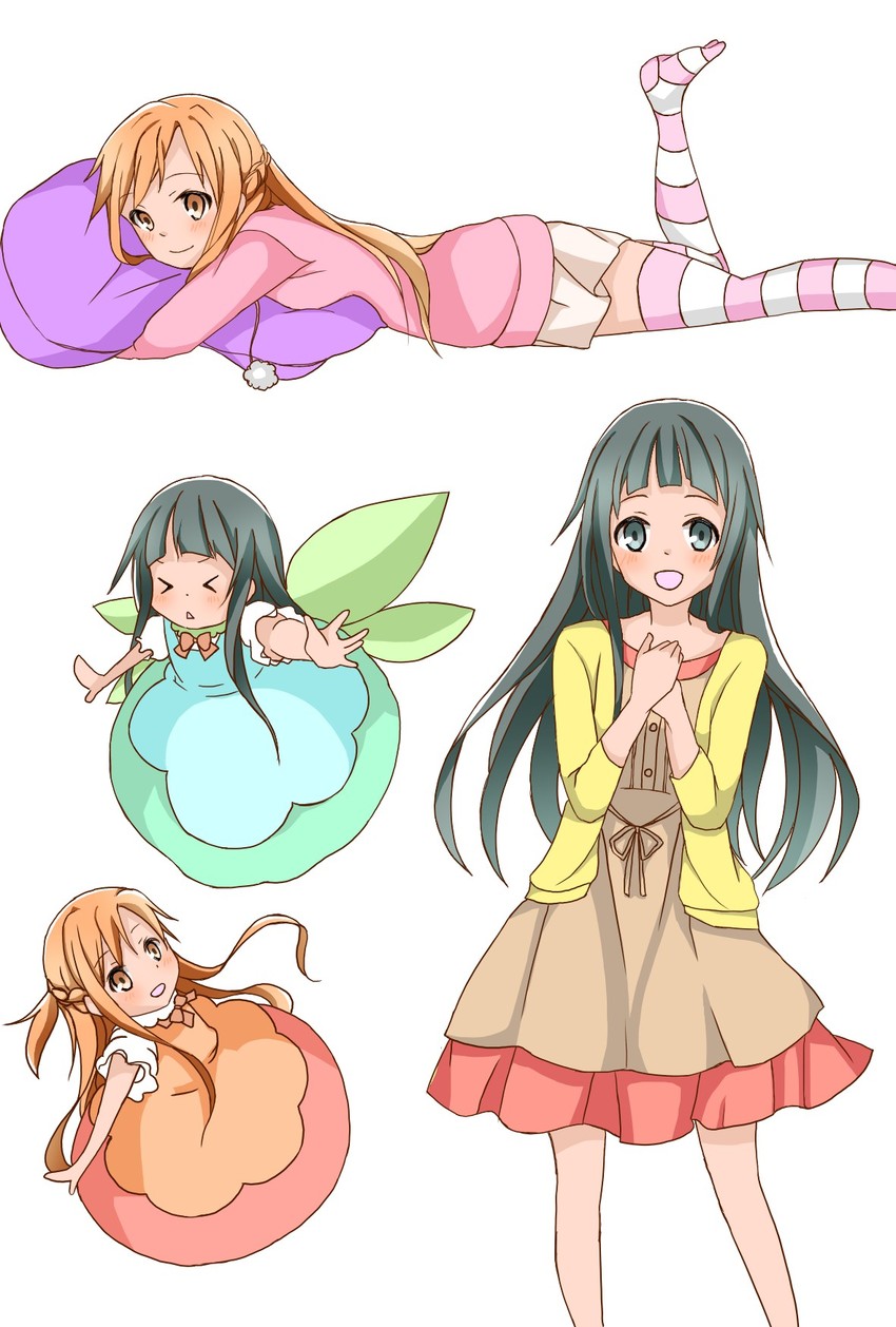 asuna and yui (sword art online) drawn by zei4994