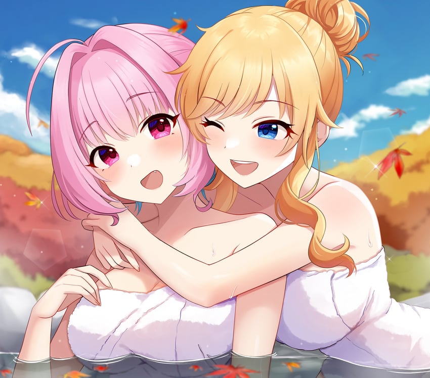 yumemi riamu and ohtsuki yui (idolmaster and 1 more) drawn by sakura_ran