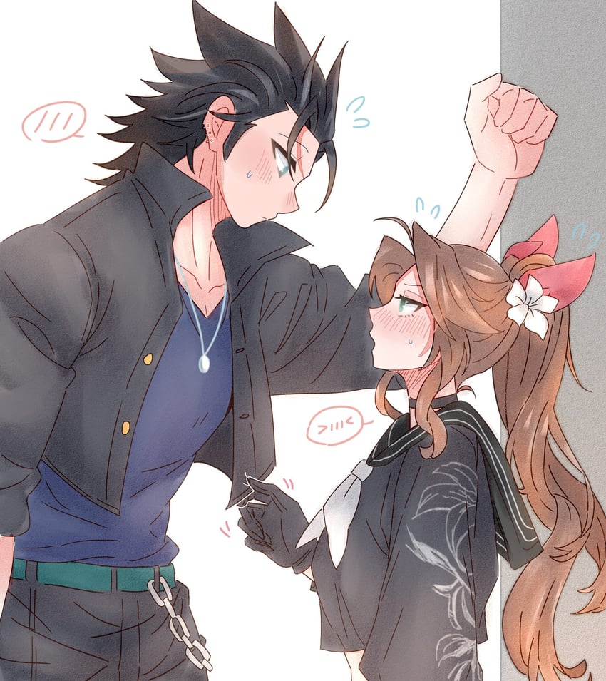 aerith gainsborough and zack fair (final fantasy and 2 more) drawn by 7_(milu577610)