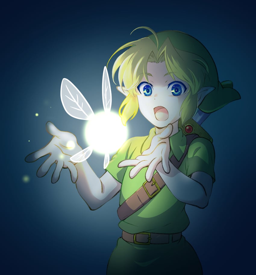 link, young link, and navi (the legend of zelda and 2 more) drawn by tomo.puri