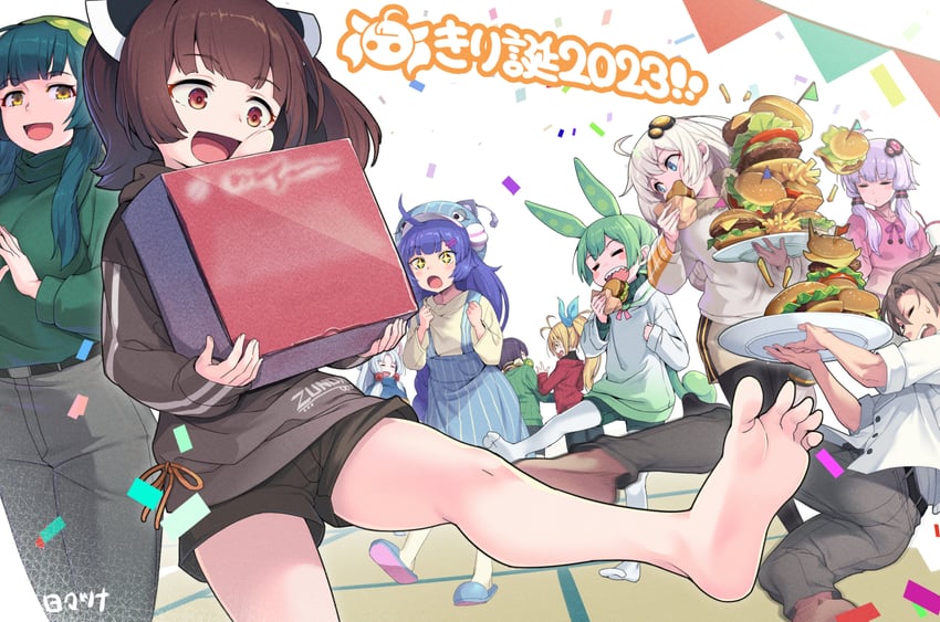 yuzuki yukari, kizuna akari, touhoku kiritan, zundamon, tsurumaki maki, and 5 more (voiceroid and 2 more) drawn by hibi_tsuna