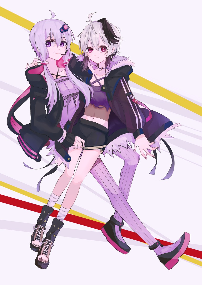 yuzuki yukari and flower (vocaloid and 2 more) drawn by gomiyama
