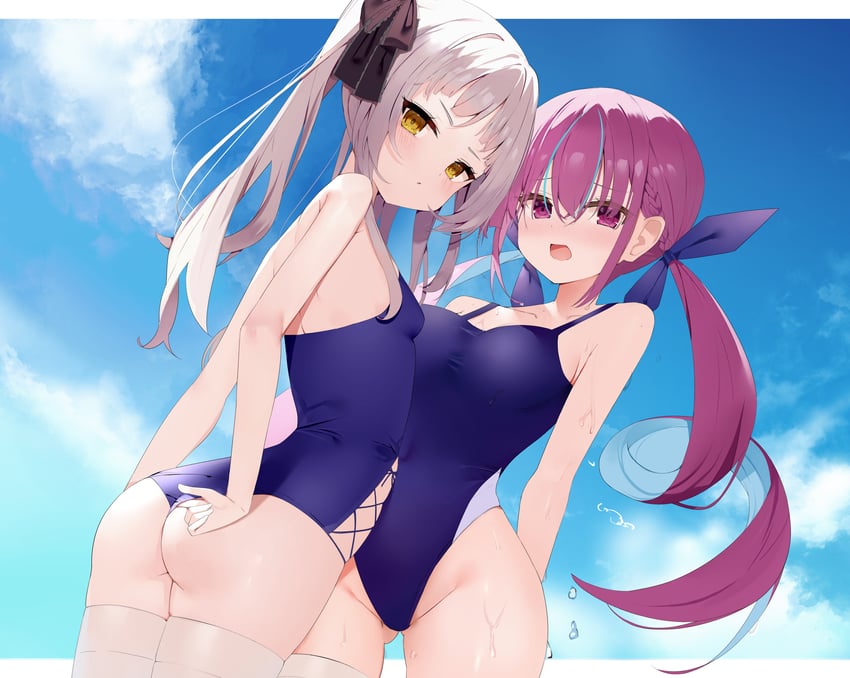 minato aqua and murasaki shion (hololive) drawn by zhiyou_ruozhe