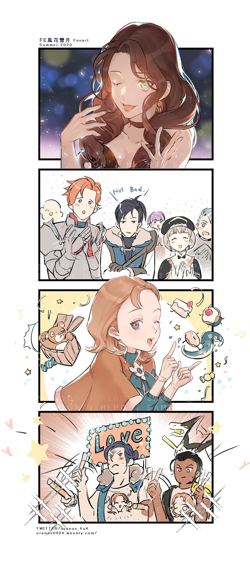 claude von riegan, dorothea arnault, bernadetta von varley, sylvain jose gautier, mercedes von martritz, and 3 more (fire emblem and 1 more) drawn by uranus_4u4
