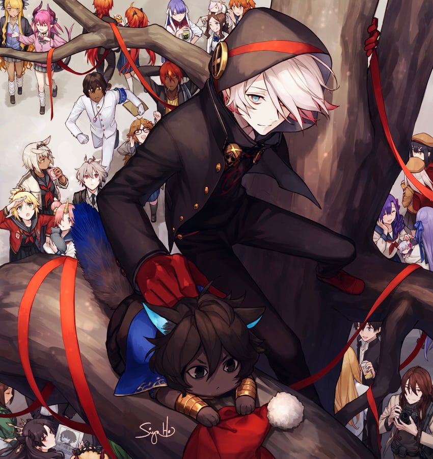 mash kyrielight, fujimaru ritsuka, illyasviel von einzbern, mordred, ereshkigal, and 22 more (fate and 1 more) drawn by siya_ho