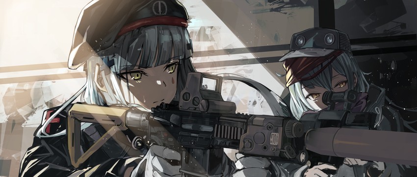 hk416 and g11 (girls' frontline) drawn by fujita_(condor)