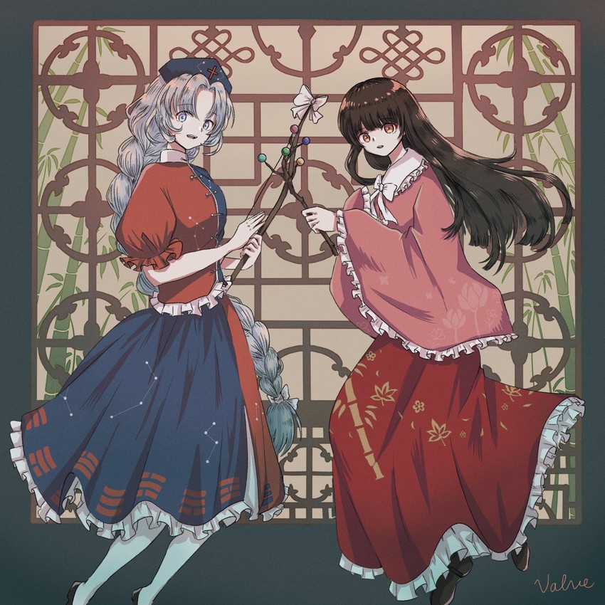 houraisan kaguya and yagokoro eirin (touhou) drawn by valve_handle