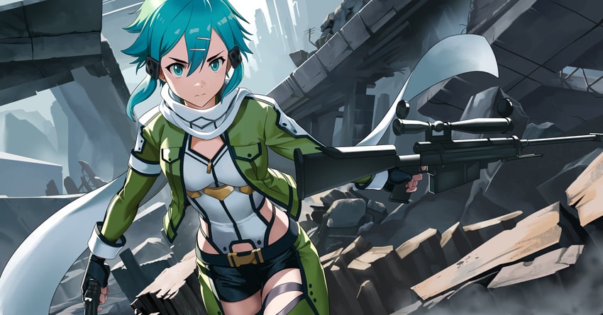sinon (sword art online) drawn by indy_k