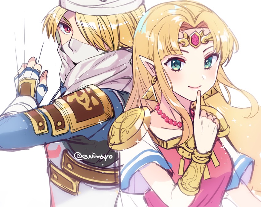 princess zelda and sheik (the legend of zelda and 4 more) drawn by shina_shina