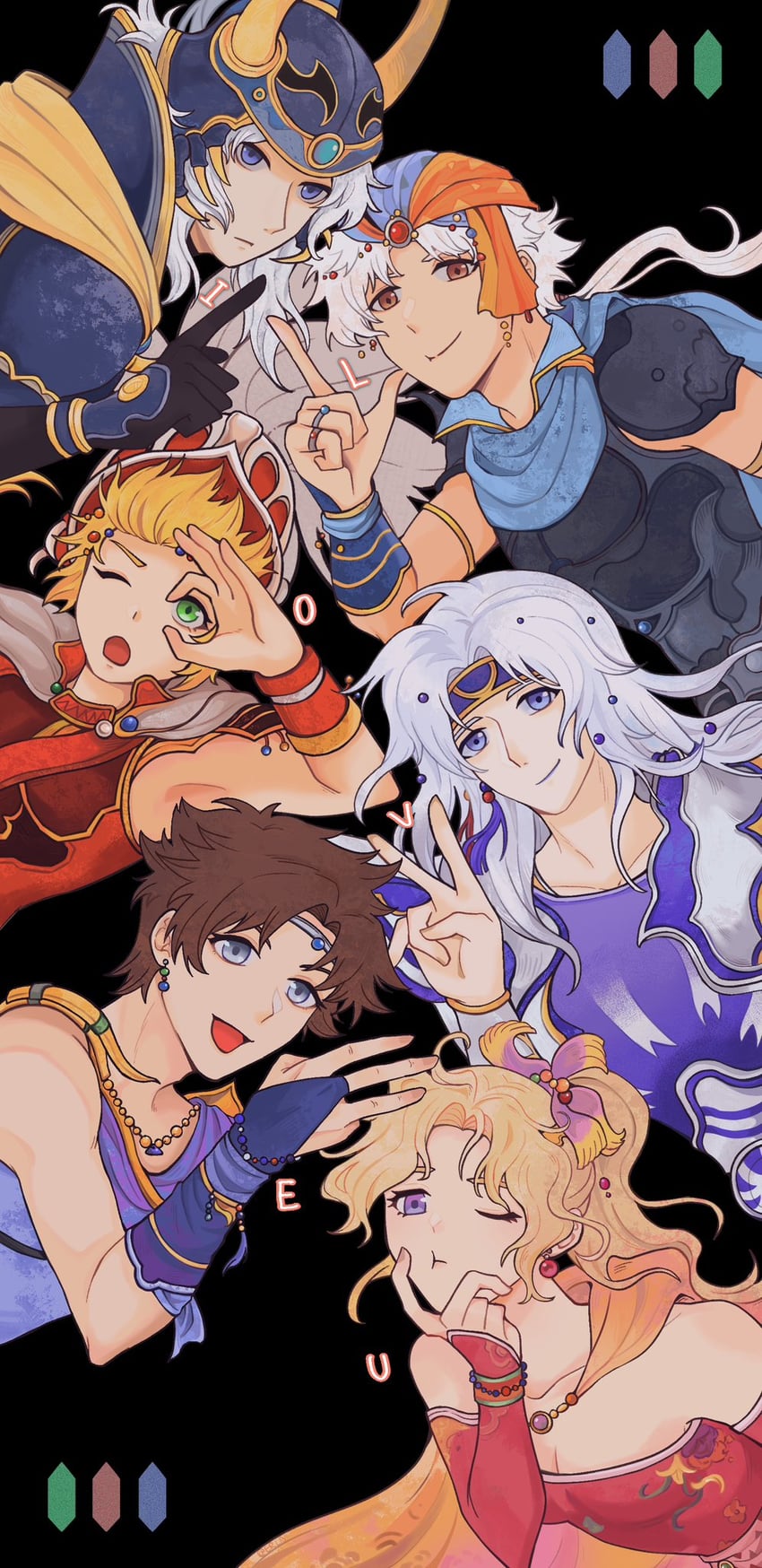 terra branford, bartz klauser, cecil harvey, warrior of light, firion, and 1 more (final fantasy and 1 more) drawn by carmen_erla