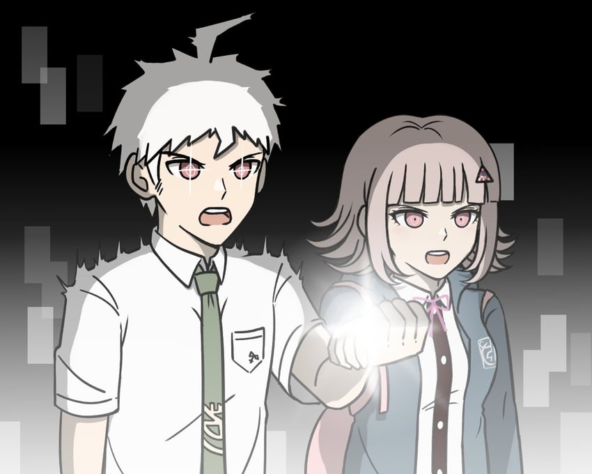 nanami chiaki and hinata hajime (danganronpa and 2 more) drawn by kmnm_1403