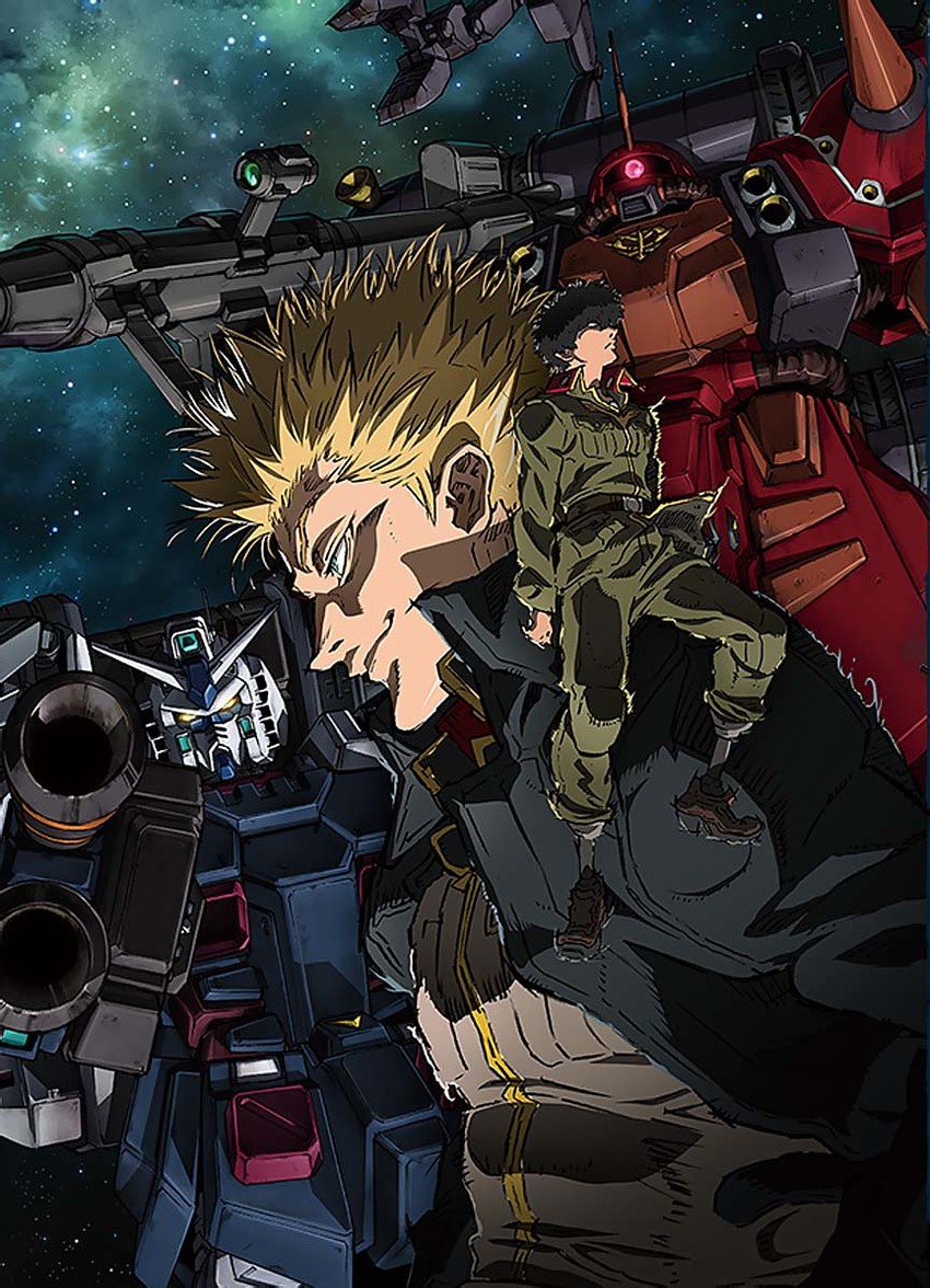 full armor gundam, io fleming, daryl lorenz, and zaku ii (gundam and 1 more)