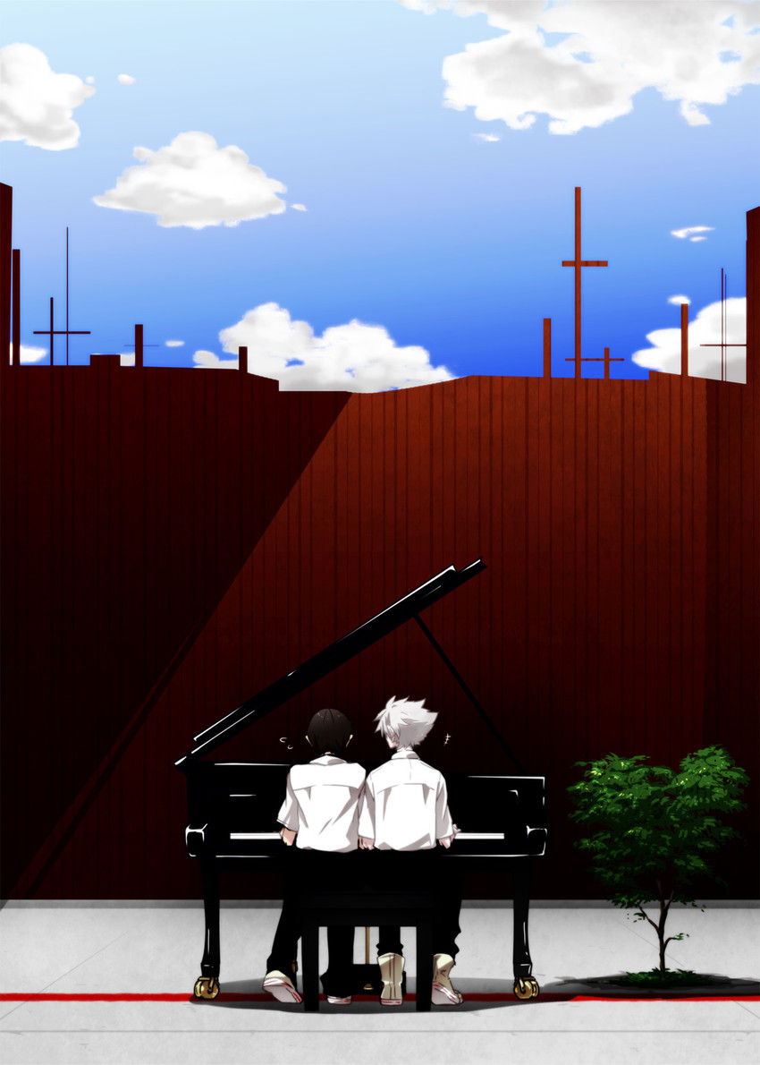 ikari shinji and nagisa kaworu (neon genesis evangelion and 2 more) drawn by syota
