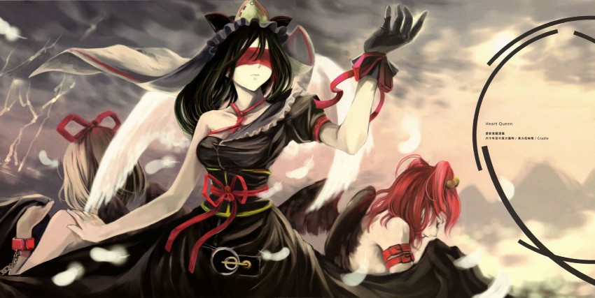shiki eiki, onozuka komachi, medicine melancholy, and justitia (touhou and 1 more) drawn by cradle_(circle) and misaki_kurehito