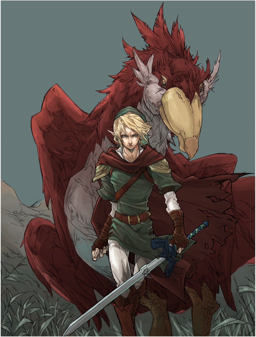 link and loftwing (the legend of zelda and 1 more) drawn by nao_(koganei)