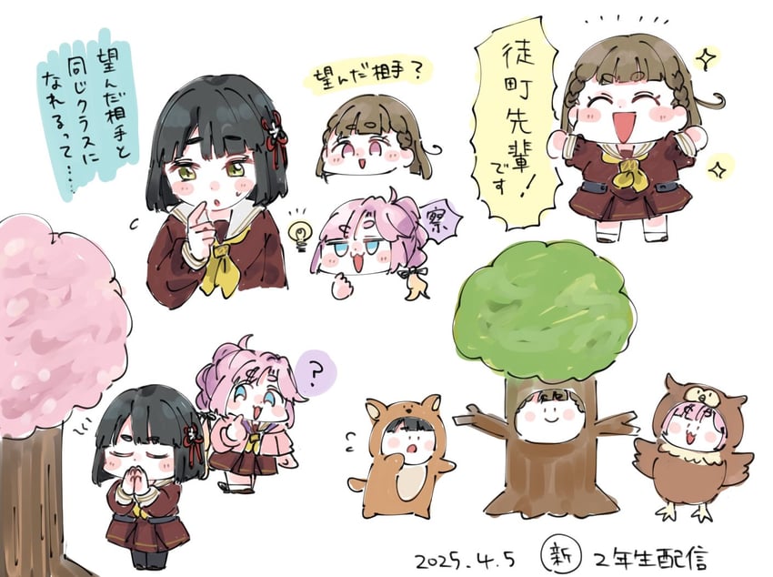 momose ginko, anyoji hime, and kachimachi kosuzu (love live! and 1 more) drawn by moso_(expect66)