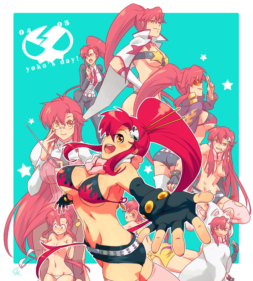 yoko littner, yomako, and space yoko (tengen toppa gurren lagann) drawn by sako_(namocake)