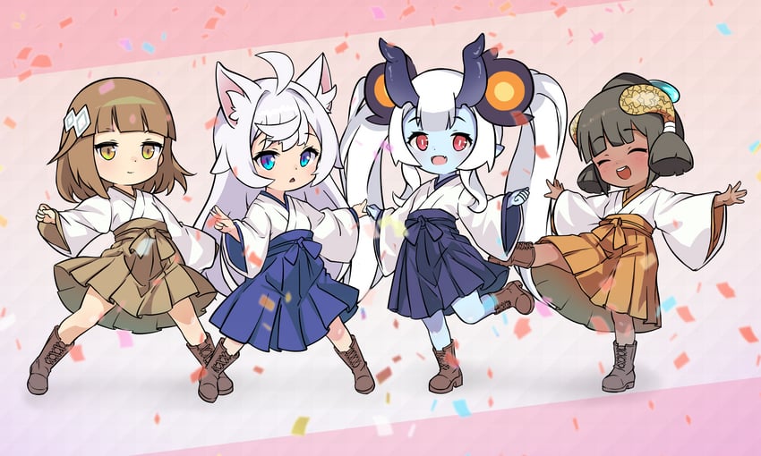 arum, couette, piamo, and fi nonoa (world flipper) drawn by mwm5