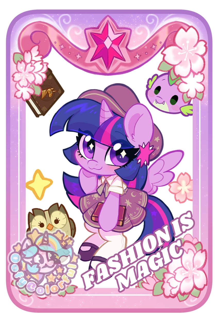 twilight sparkle, spike, and owlowiscious (my little pony and 1 more) drawn by oofycolorful