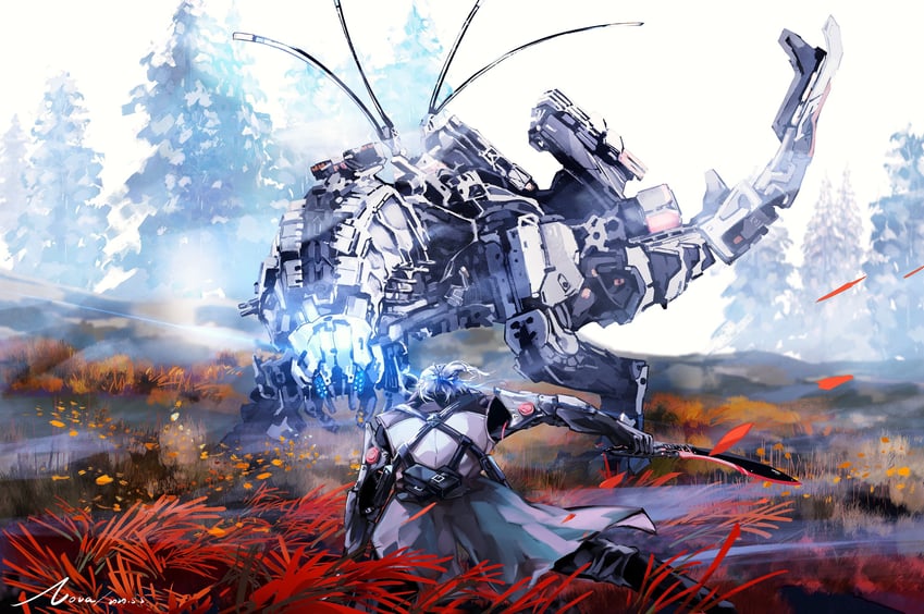 watanabe, watanabe: nightblade, and thunderjaw (punishing: gray raven and 2 more) drawn by nnnnnova