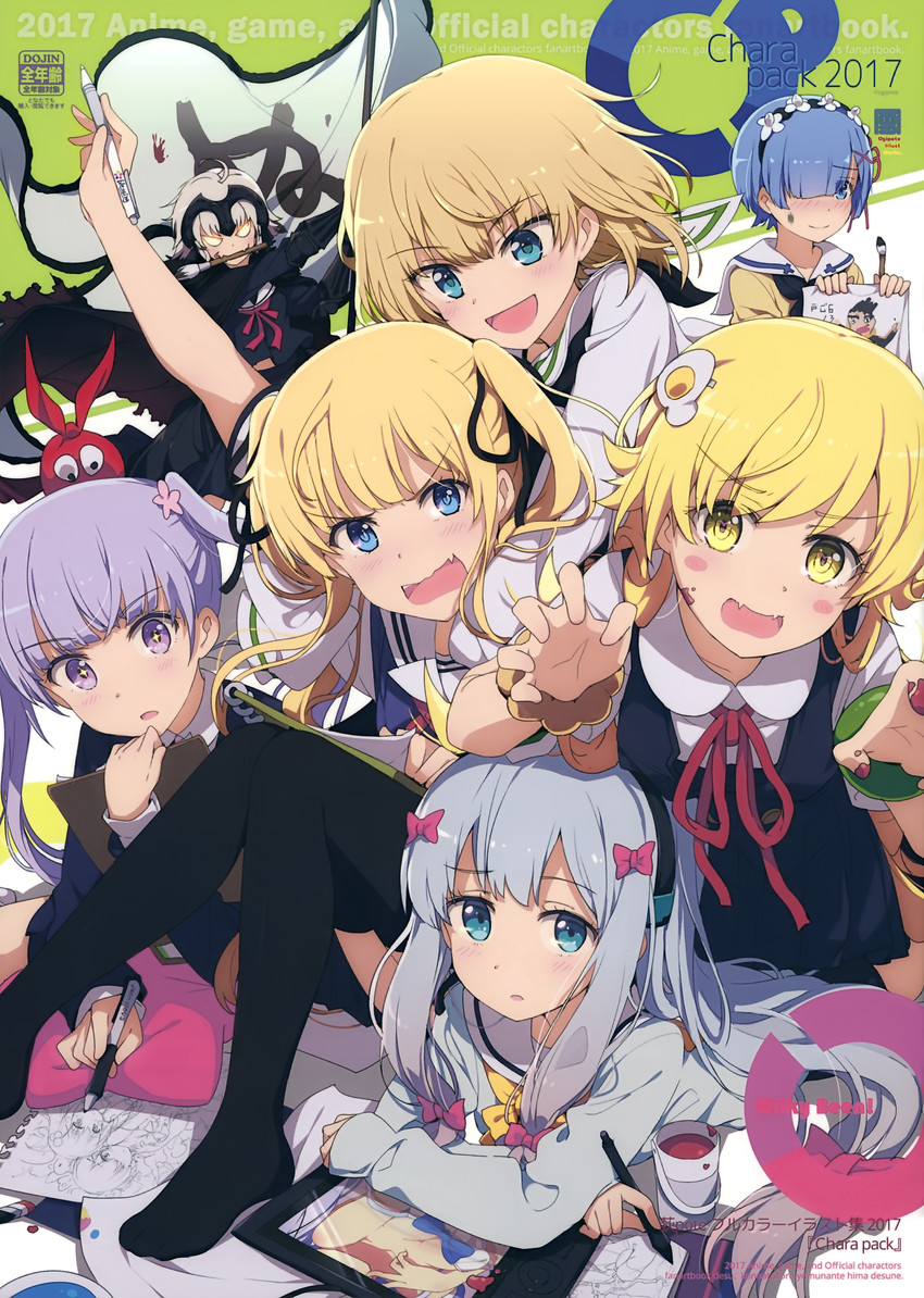 jeanne d'arc alter, rem, oshino shinobu, katyusha, izumi sagiri, and 2 more (fate and 7 more) drawn by ogipote