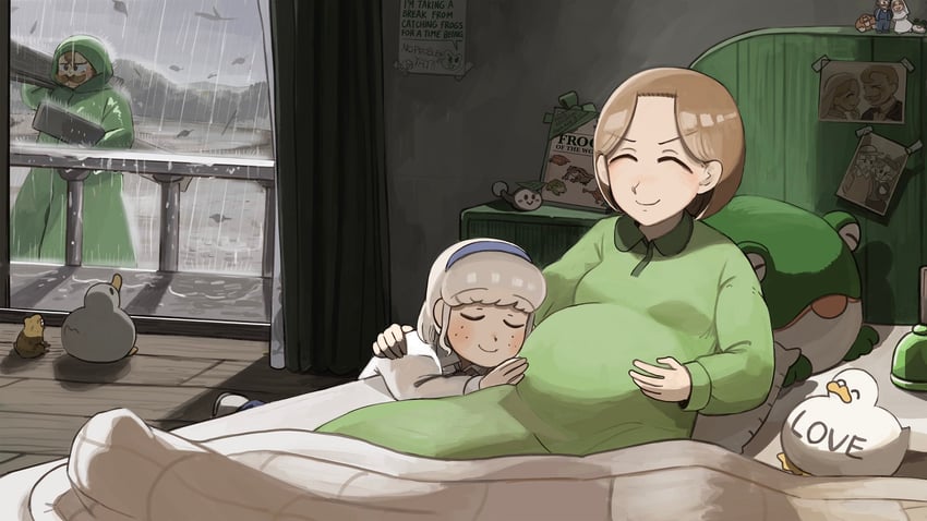 sheep nun, froggy nun's father, and froggy nun's mother (little nuns) drawn by diva_(hyxpk)