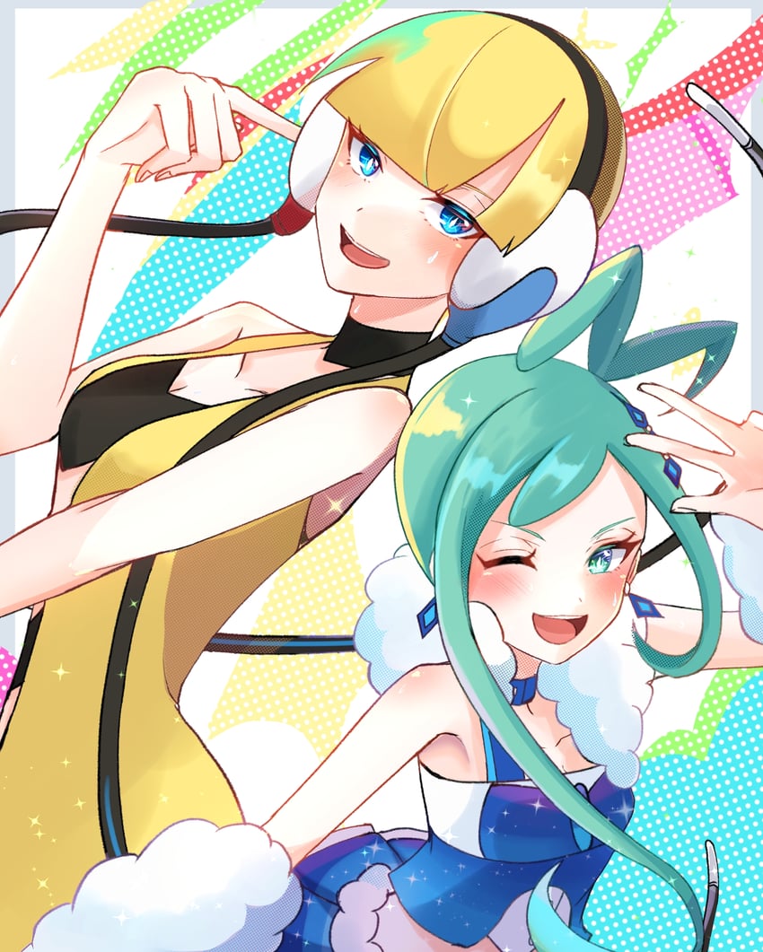 elesa and lisia (pokemon and 2 more) drawn by ssn_(sasa8u9r)