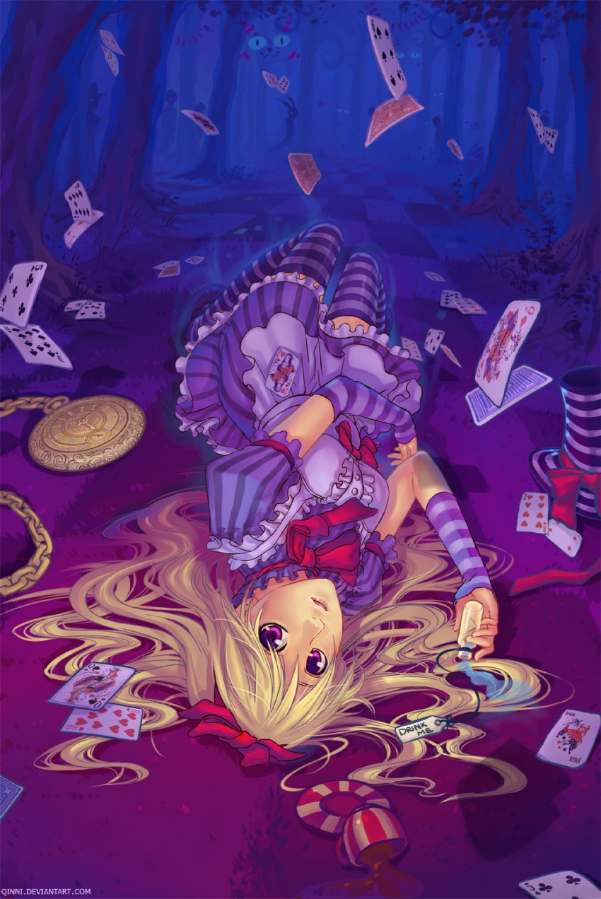 alice and cheshire cat (alice's adventures in wonderland) drawn by qinni