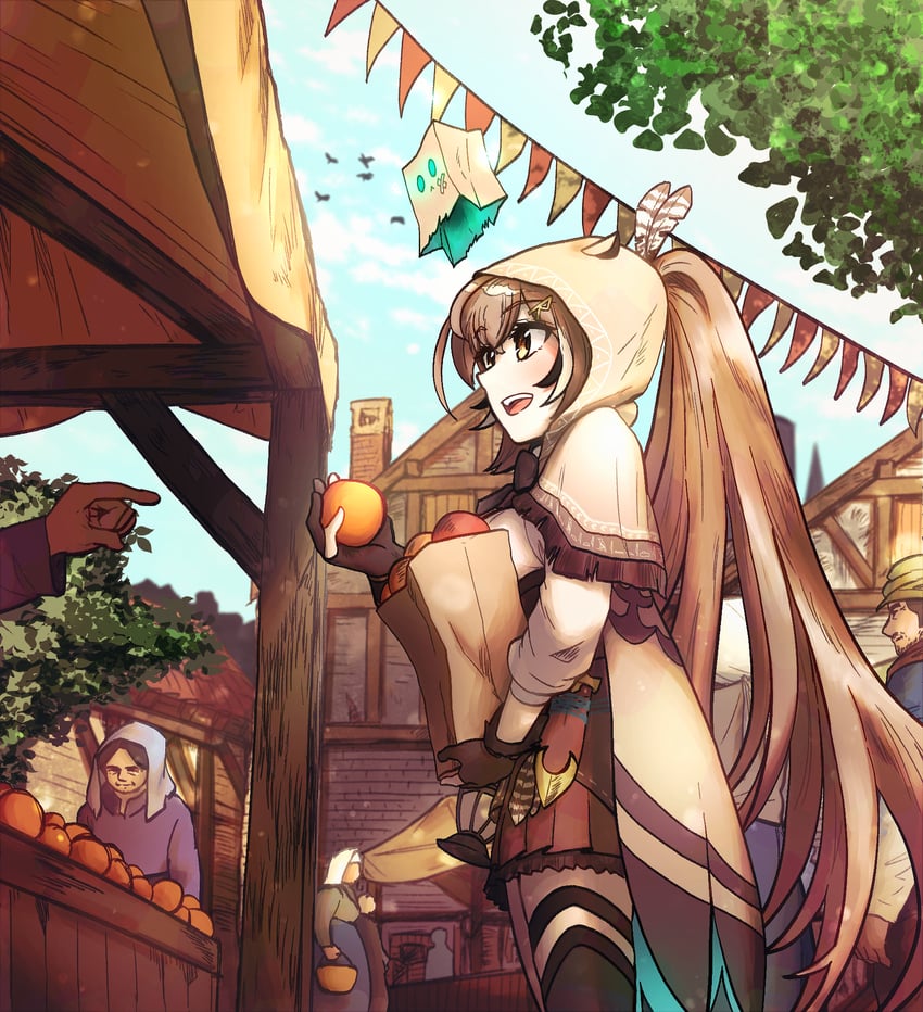 nanashi mumei and friend (hololive and 1 more) drawn by ddolbang