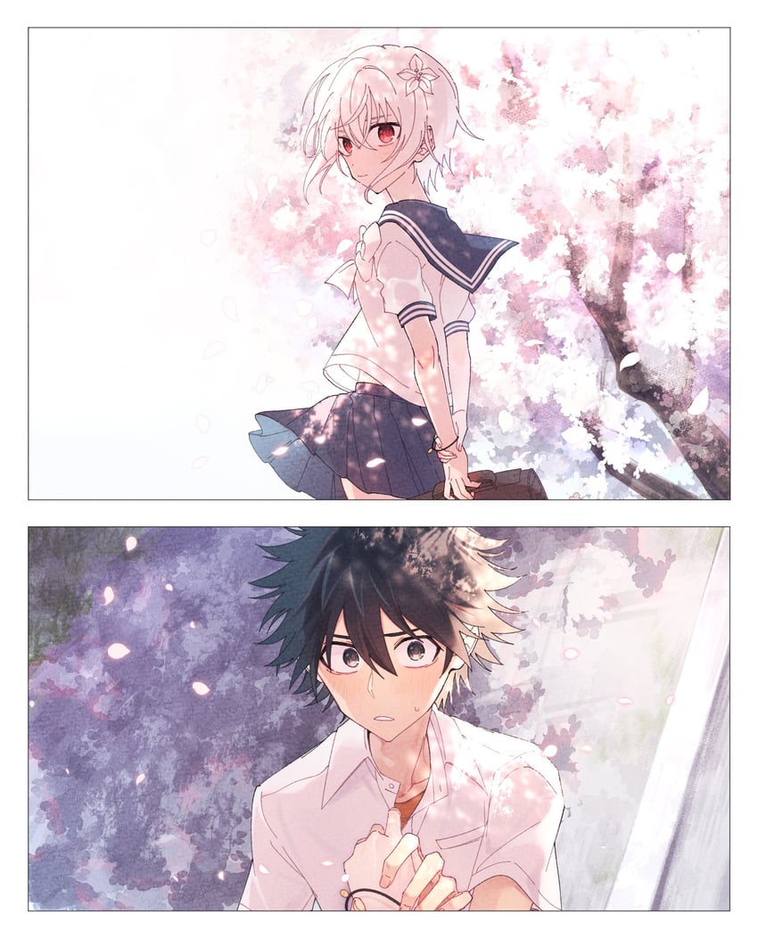 kamijou touma, accelerator, and suzushina yuriko (toaru majutsu no index) drawn by roruku