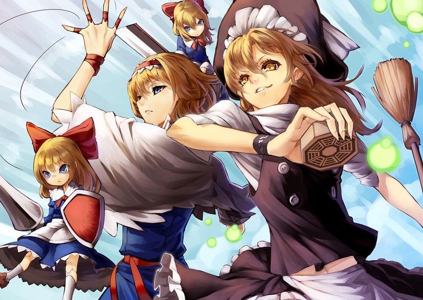 kirisame marisa, alice margatroid, and shanghai doll (touhou) drawn by scottie_(phantom2)