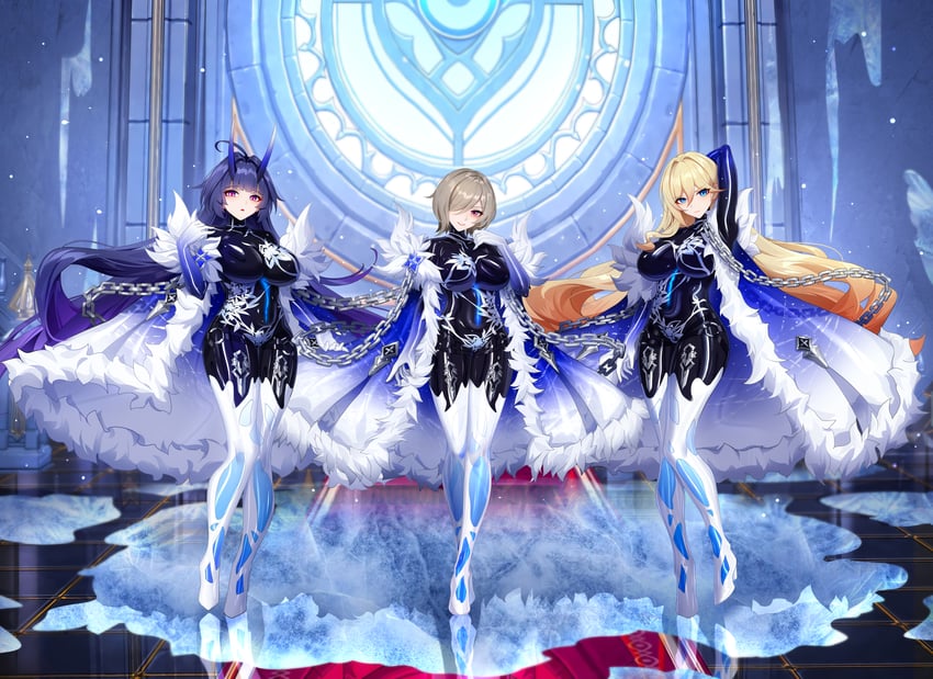 raiden mei, rita rossweisse, durandal, and ana schariac (honkai and 1 more) drawn by wu_ganlan_cai