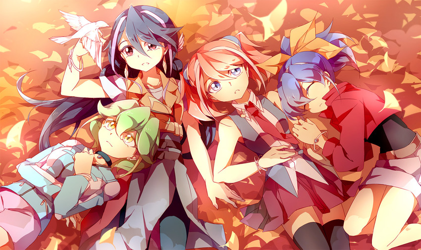 hiiragi yuzu, serena, kurosaki ruri, bracelet girls, and rin (yu-gi-oh! and 1 more) drawn by apiao_(aapiao)