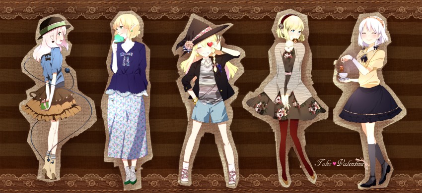 kirisame marisa, izayoi sakuya, komeiji koishi, alice margatroid, and mizuhashi parsee (touhou) drawn by ume_(plumblossom)