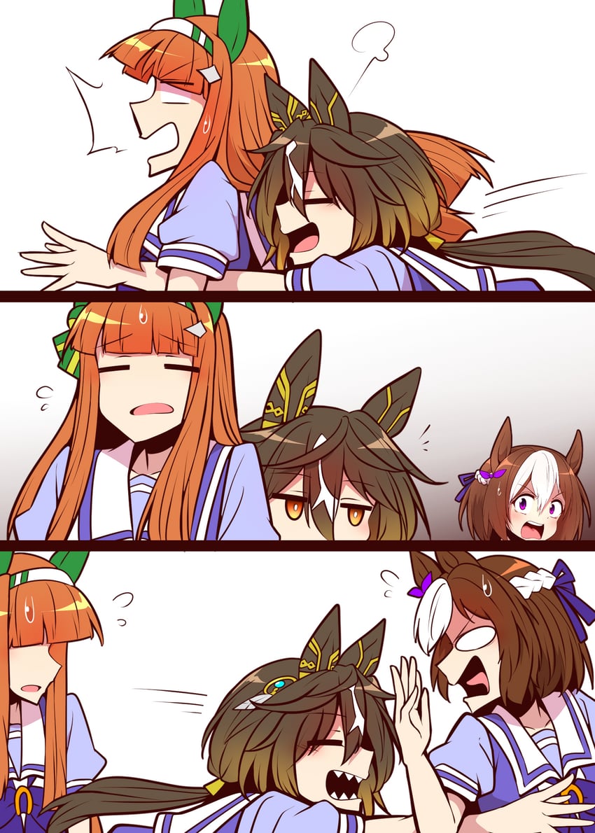silence suzuka, special week, and stay gold (umamusume) drawn by yonedatomo_mizu