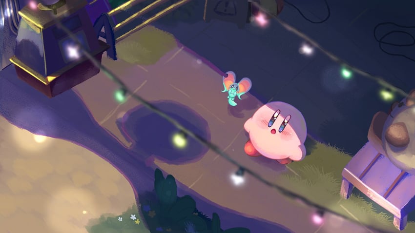 kirby, elfilin, and wondog (kirby and 1 more) drawn by yuzuriha_yuki