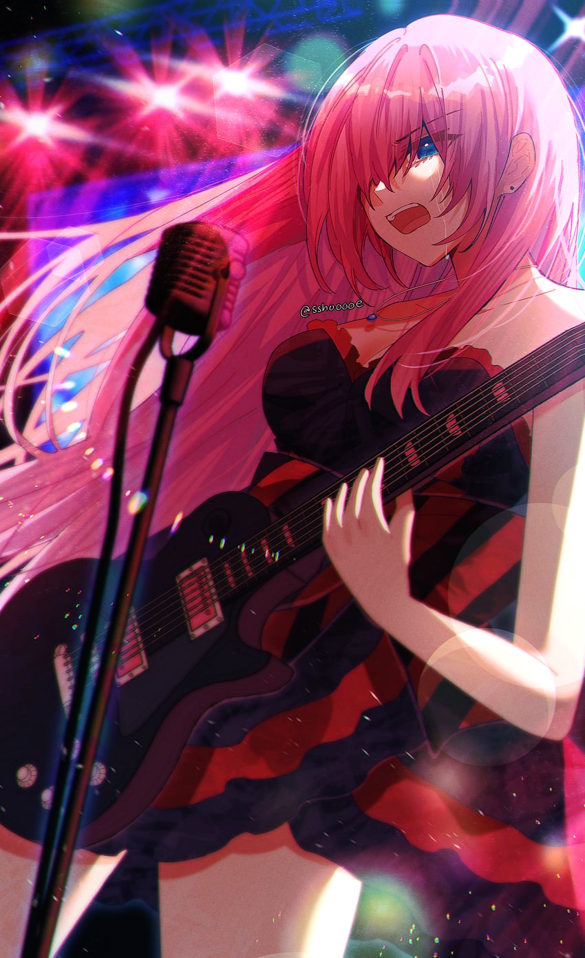 megurine luka (vocaloid and 2 more) drawn by sshooooe
