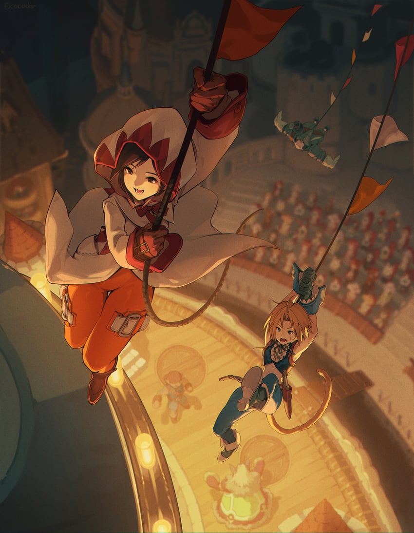 zidane tribal, garnet til alexandros xvii, adelbert steiner, marcus, and baku (final fantasy and 1 more) drawn by cocodar