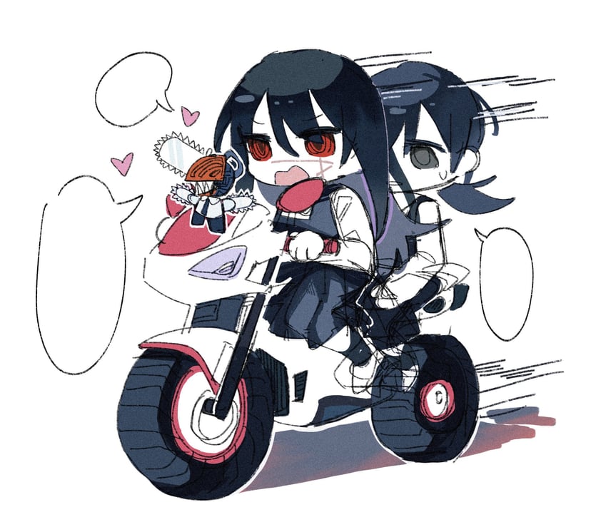 denji, yoru, and mitaka asa (chainsaw man) drawn by thouge2