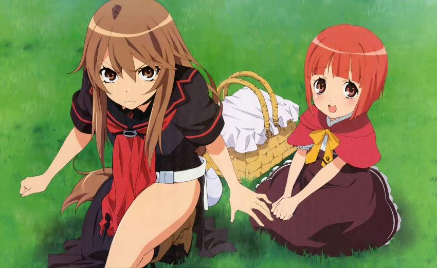 ookami ryouko and akai ringo (ookami-san) drawn by shimamura_hidekazu
