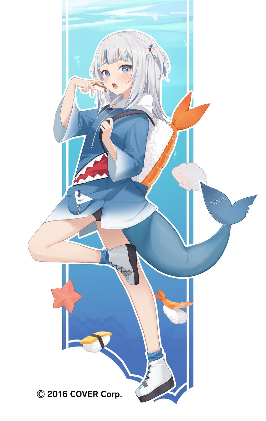 gawr gura (hololive and 2 more) drawn by midori_fufu