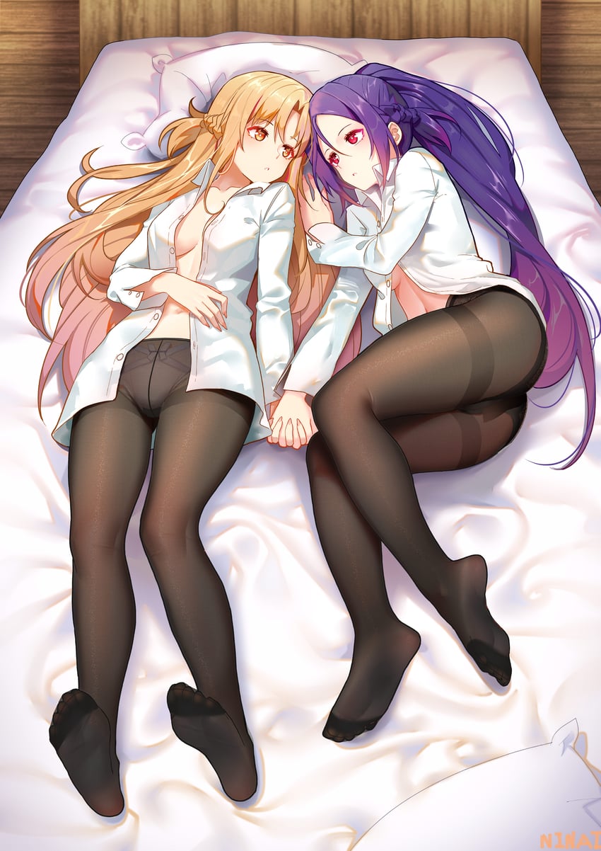asuna and mito (sword art online and 1 more) drawn by ninai