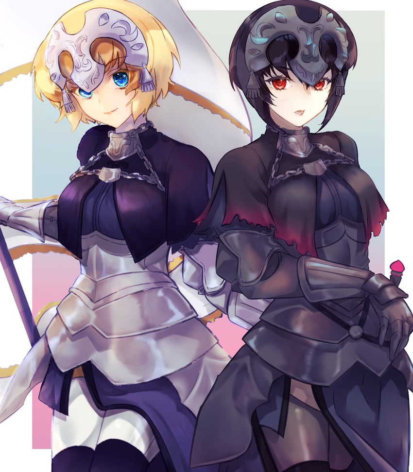 jeanne d'arc, jeanne d'arc alter, aigis, metis, and sakamoto maaya (fate and 4 more) drawn by minako_larima