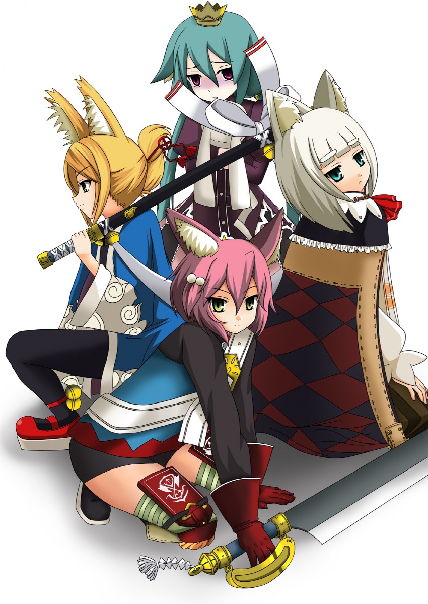 fighter, harukara, samurai, princess, momomeno, and 3 more (7th dragon) drawn by natsuzakura_yuuki