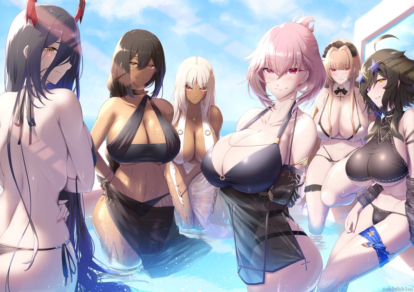 friedrich der grosse, massachusetts, south dakota, swiftsure, duca degli abruzzi, and 1 more (azur lane) drawn by shiroshisu