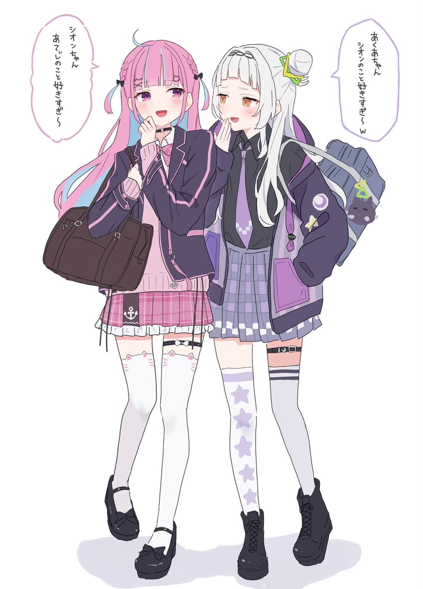 minato aqua and murasaki shion (hololive) drawn by mei_am0