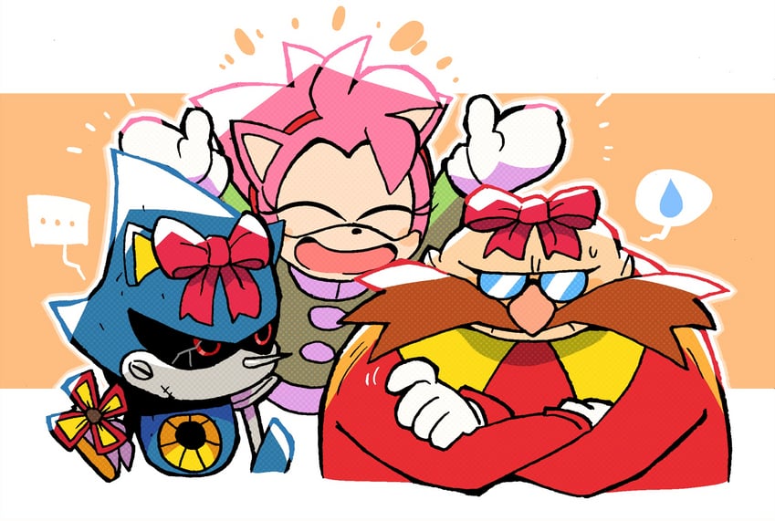 amy rose, dr. eggman, metal sonic, classic amy, and classic eggman (sonic and 3 more) drawn by rariatto_(ganguri)